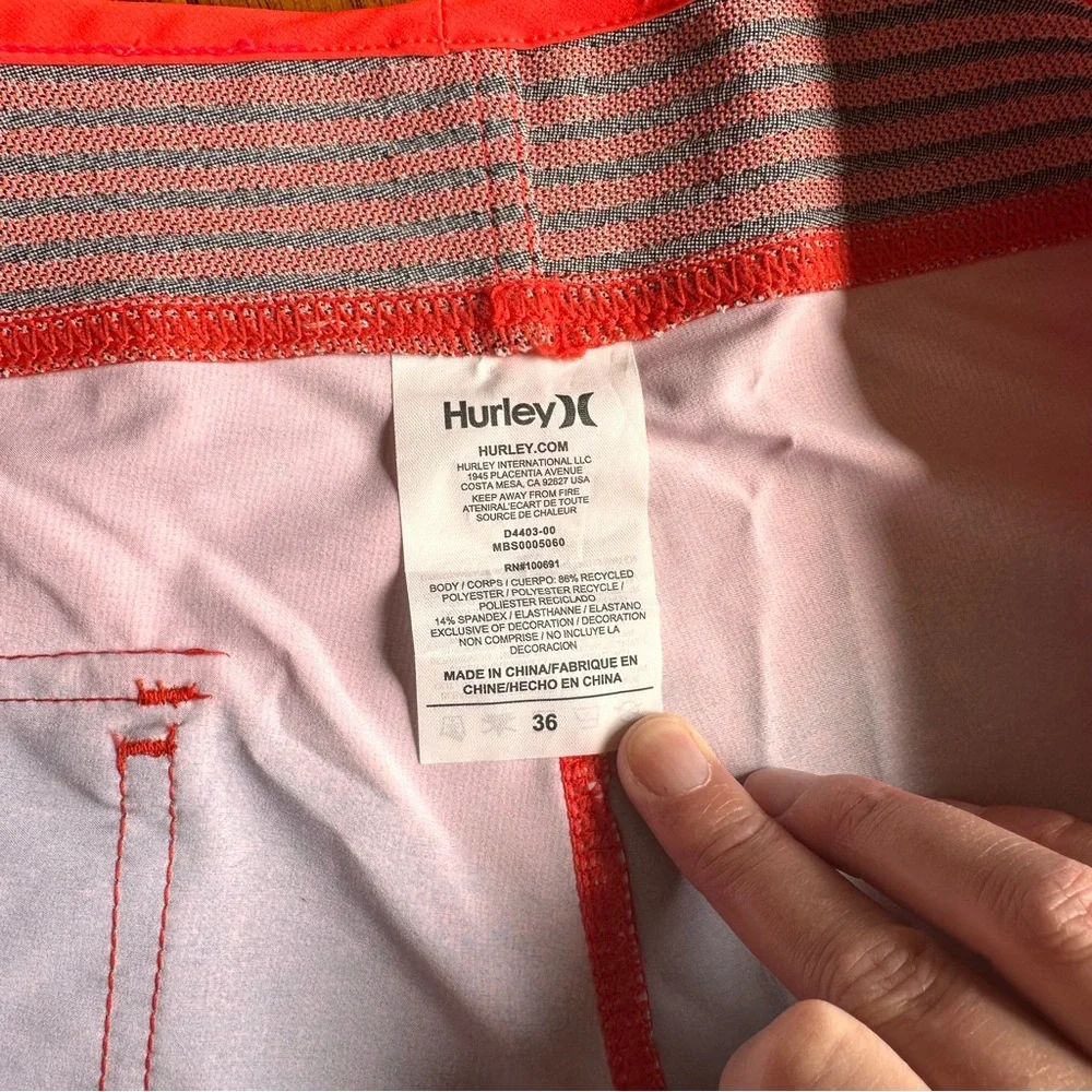 Hurley Men’s Phantom Hyperweave Boardshorts Orange & Navy Size 36 - Picture 10 of 11